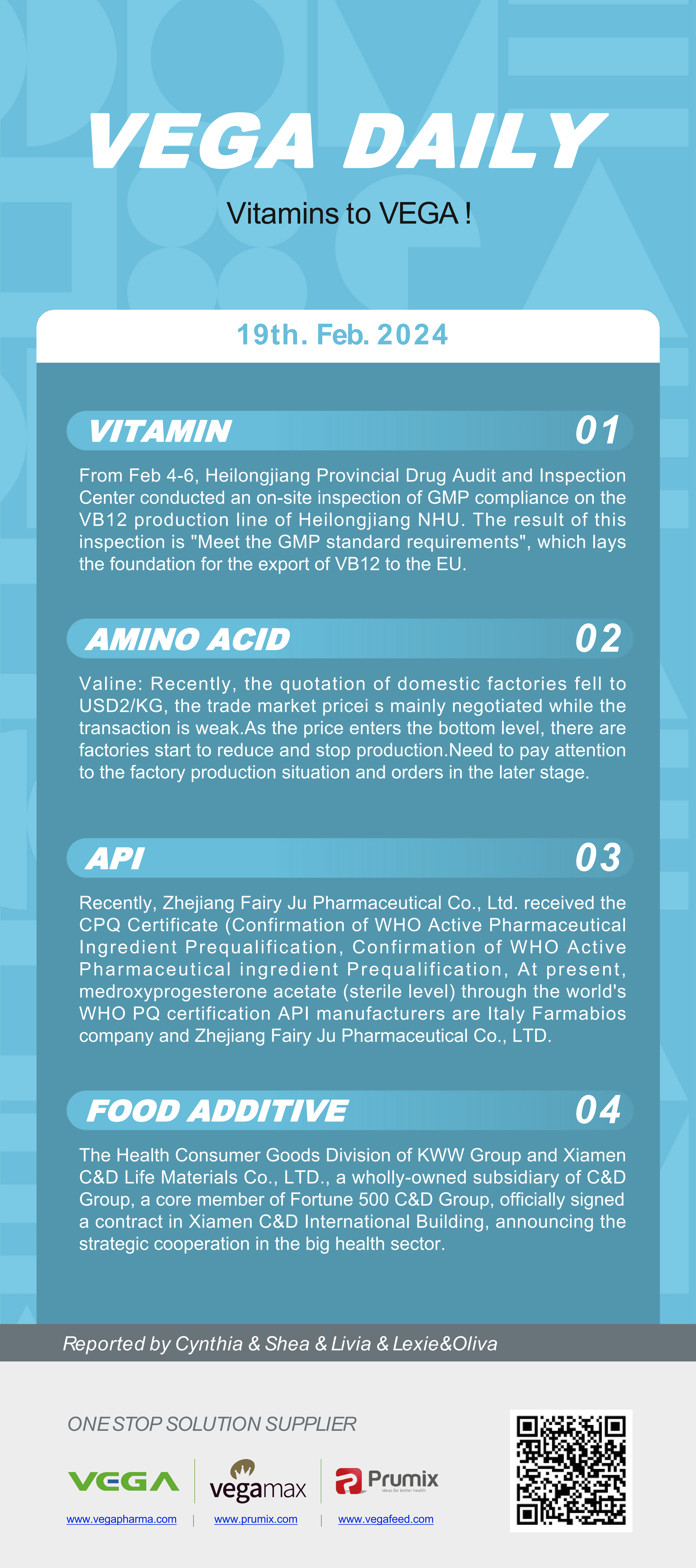 Vega Daily Dated on Fab 19th 2024 Vitamin Amino Acid APl Food Additives.png